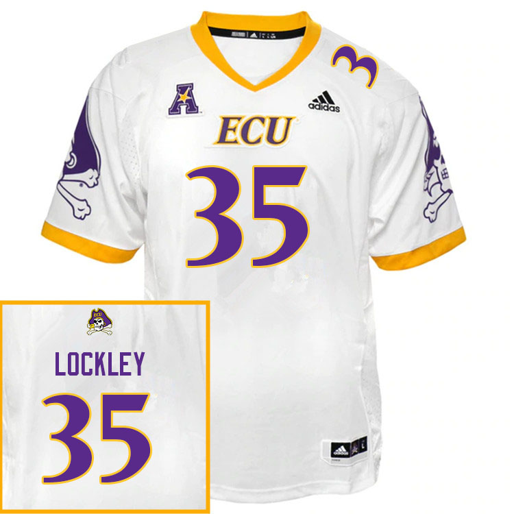 Men #35 T.J. Lockley ECU Pirates College Football Jerseys Sale-White
